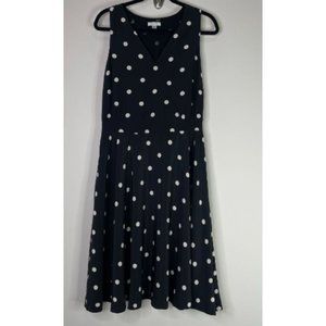 Garnet Hill Silk Polka Dot Sleeveless Midi Dress Women's Size 10 Side Zip